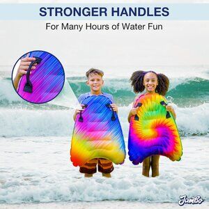 JAMBO 2 Pack Inflatable Surf Body Boards with Handles for Water Slides, Boogie